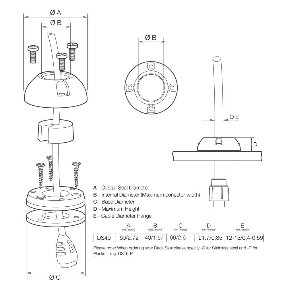 Scanstrut DS40-P Vertical Cable Seal DS40-P
