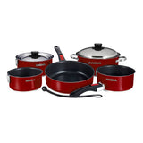Magma Nestable 10 Piece Induction Non-Stick Enamel Finish Cookware Set - Magma Red A10-366-MR-2-IN