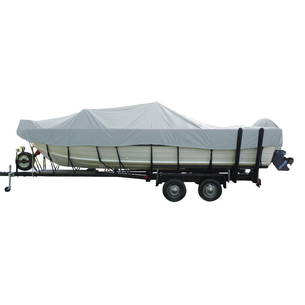 Carver Performance Poly-Guard Wide Series Styled-to-Fit Boat Cover f/18.5' Aluminum V-Hull Boats w/Walk-Thru Windshield - Grey 72318P-10