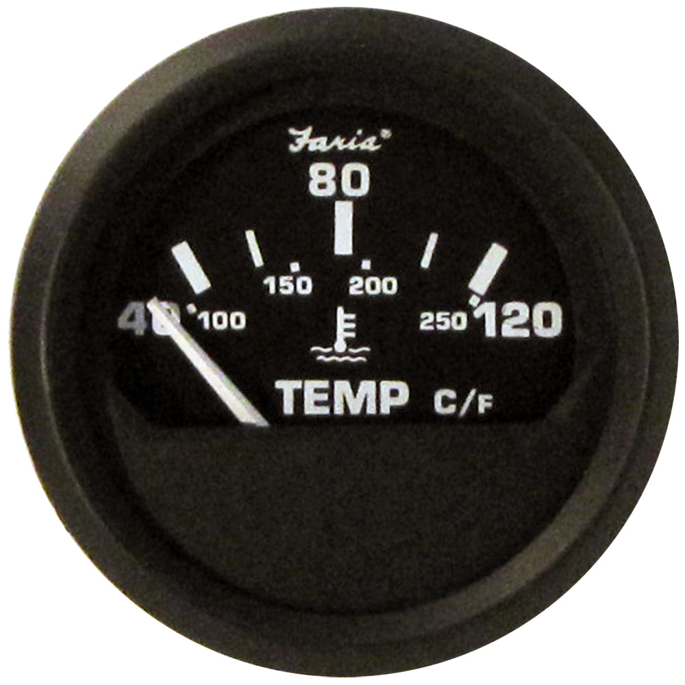 Faria Euro Black 2" Water Temperature Gauge - Metric (40 to 120° C) 12814