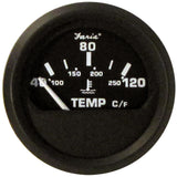 Faria Euro Black 2" Water Temperature Gauge - Metric (40 to 120° C) 12814