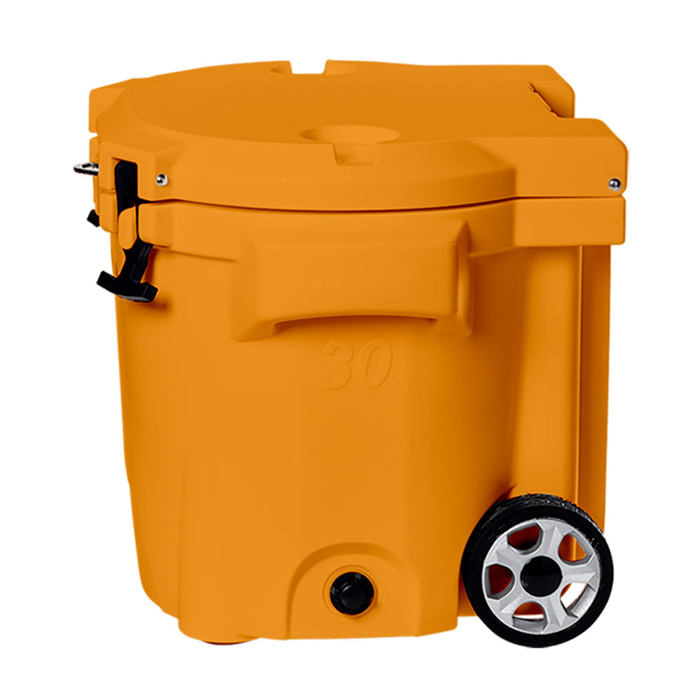 LAKA Coolers 30 Qt Cooler w/Telescoping Handle & Wheels - Orange 1086