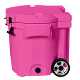 LAKA Coolers 30 Qt Cooler w/Telescoping Handle & Wheels - Pink 1081