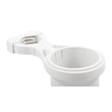 Camco Clamp-On Rail Mounted Cup Holder - Small for Up to 1-1/4" Rail - White 53086