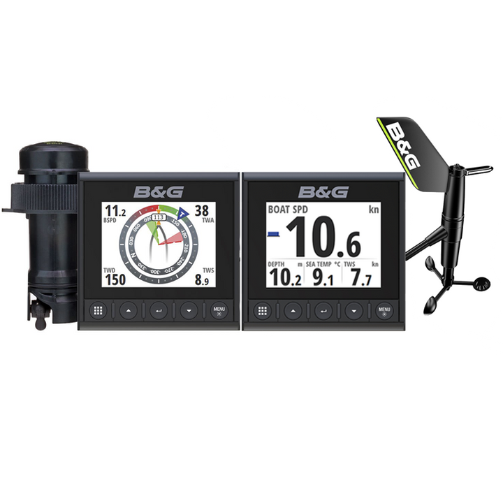 B&G Triton 2 Speed/Depth/Wireless Wind Instrument Pack, Dual 4.1 in Color Displays, DST810 Transducer, WS320 Wind Sensor, NMEA 2000 Starter Kit