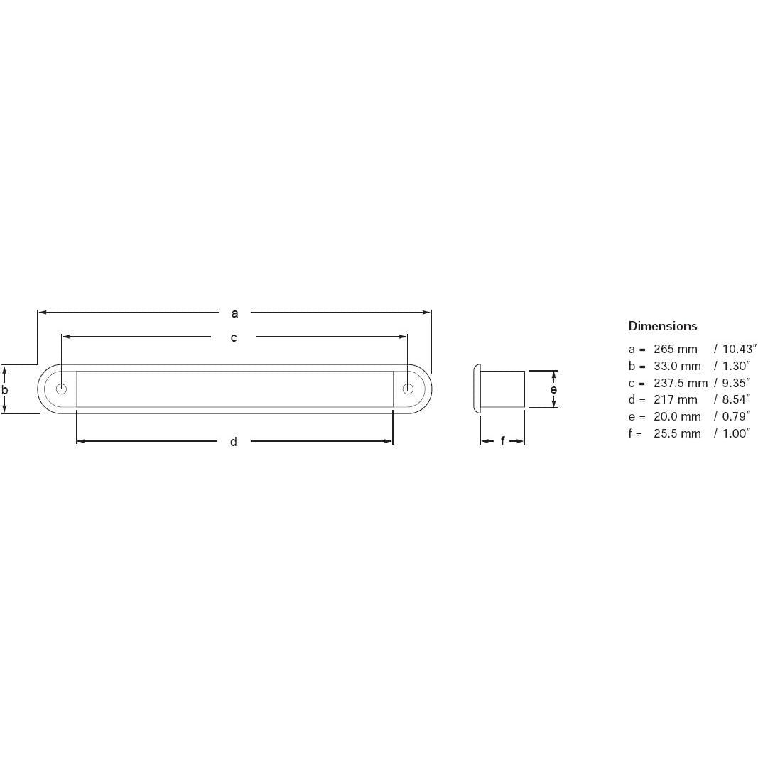 Hella Marine LED Recess Strip Lamp, 12V, White LED, Wide Rim, 265mm