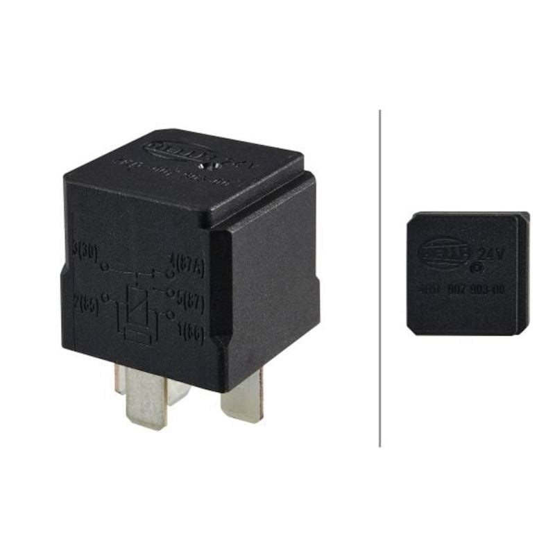 Hella Marine Mini ISO SPDT Relay, 24V, 20A N/O, 10A N/C, 6.3mm Blade Terminals, IP54