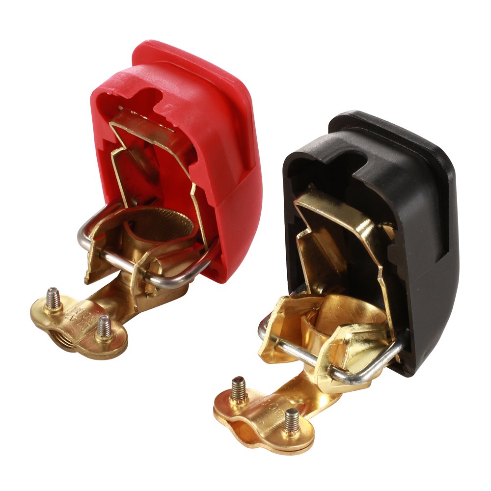 MotorGuide Quick-Disconnect Battery Terminals, Top Post, 4-6 AWG, 500A Continuous, 800A Surge, 12V, Pair
