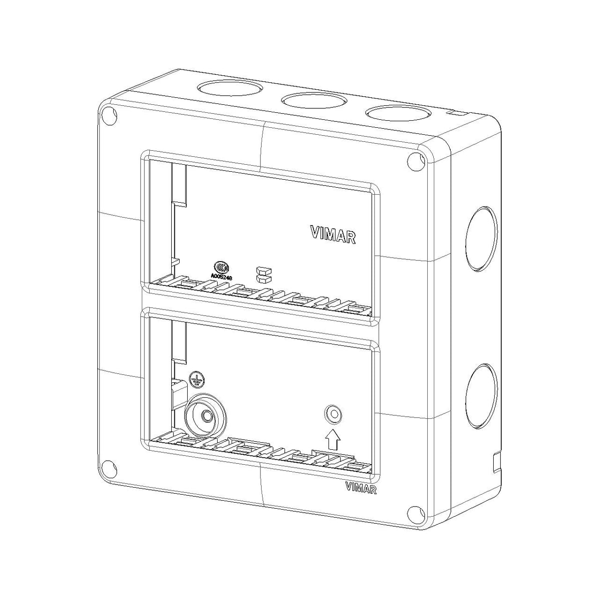 Vimar Isoset Surface Mount Enclosure, For Eikon and Plana, 8-Module (4+4), 4x2, Vertical, IP40
