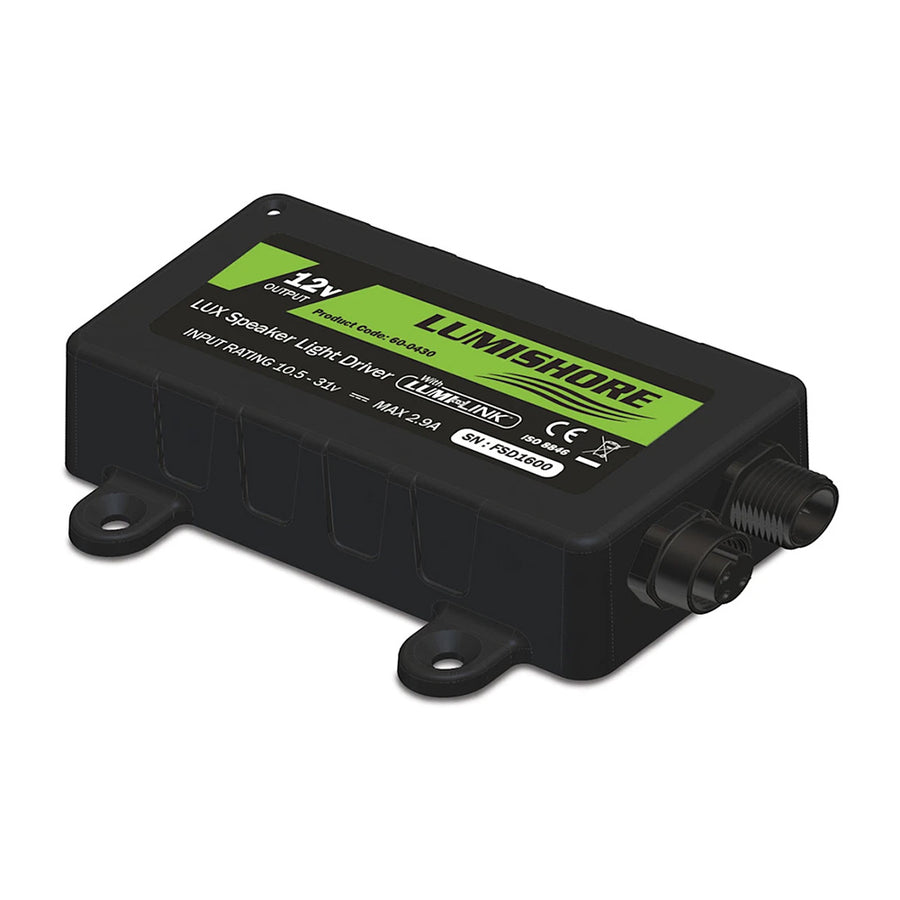 Lumishore LUX Speaker Light Driver, For RGB/CRGBW LED Marine Speakers, 10.5-31V, IP68, Up to 16 Speakers, ISO 8846