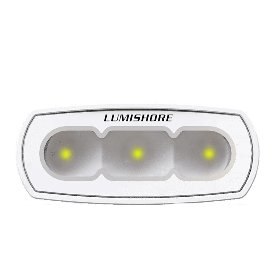 Lumishore ECLIPSE 4in LED Flood Light, White Finish, 5500K White Light, 10.5-31V, IP68, 1500 Fixture Lumens, 70-90 Deg Oval Beam