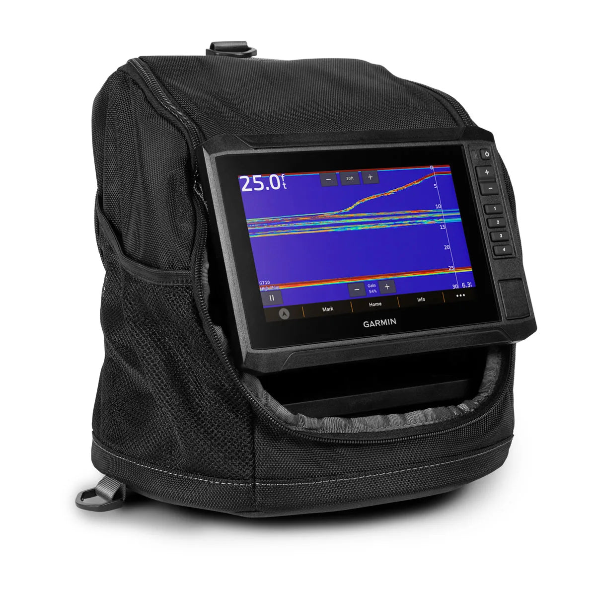 Garmin ECHOMAP UHD2 73sv Ice Fishing Chartplotter Bundle, 7 in Touchscreen, Keyed Assist, GT10HN-IF High-Narrow CHIRP Transducer, 130-300 kHz, 7 or 16 Deg Beamwidth, Built-In Flasher, Garmin Navionics+ US Inland Maps