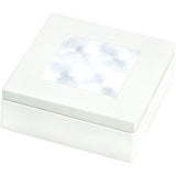 Hella Marine Slim Line Square LED Courtesy Lamp, White Light, White Plastic Rim, 60mm, IP67, Pre-Wired 120mm Cable