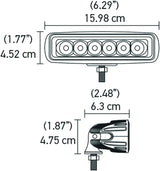 Hella Marine ValueFit Mini 6-LED Flood Light Bar, 10-30V, 18W, Bracket Mount