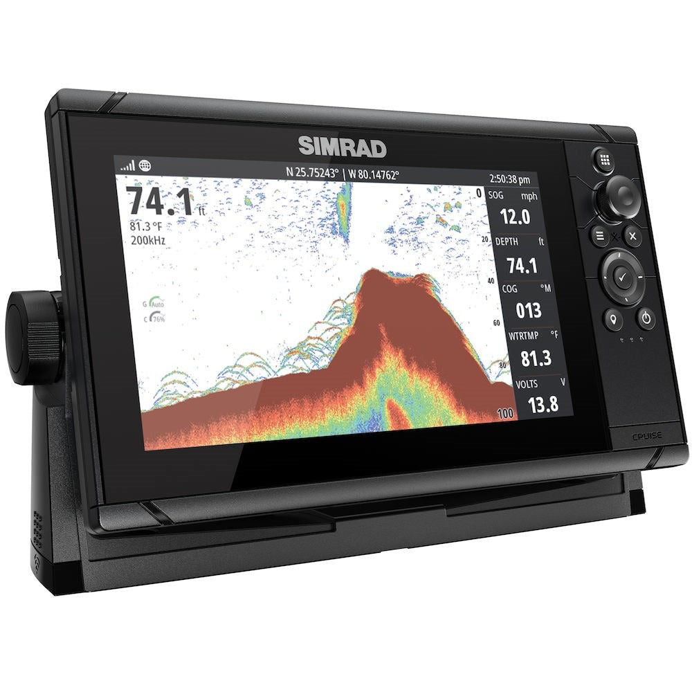 Simrad Cruise Chartplotter/Fishfinder Combo, C-MAP US Coastal Charts, 83/200 kHz Transom Mount Transducer