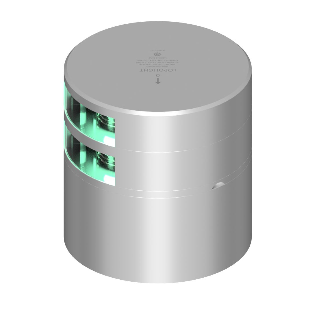 Lopolight Series 301-108 LED Green Starboard Sidelight, For Vessels Over 50m, 3NM Visibility, 112.5° Sector, Horizontal Mount, 10-32VDC, IP68