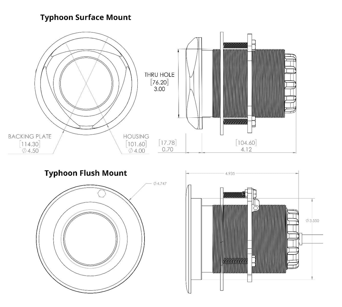 Lumitec SeaBlaze Typhoon Through-Hull Underwater LED Light, Bronze Housing, 10-30V DC, IP68, 10,000+ Lumens