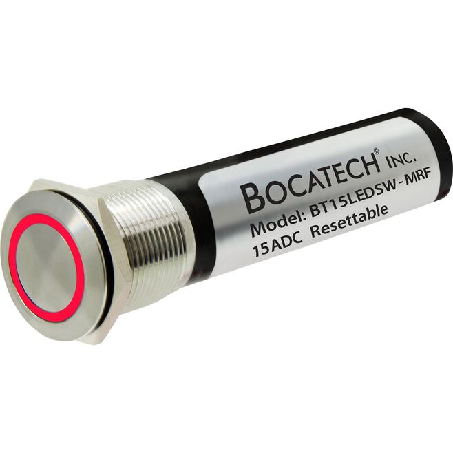 BocaTech Mini LED Resettable Push Button Switch, 316 Stainless Steel