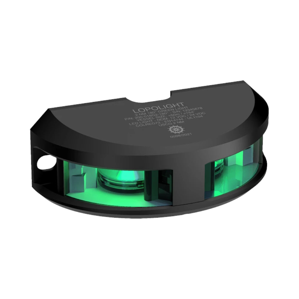Lopolight 200-018 Series 180° Green Navigation Light, 2NM, Vertical Mount, 10-32VDC, IP68
