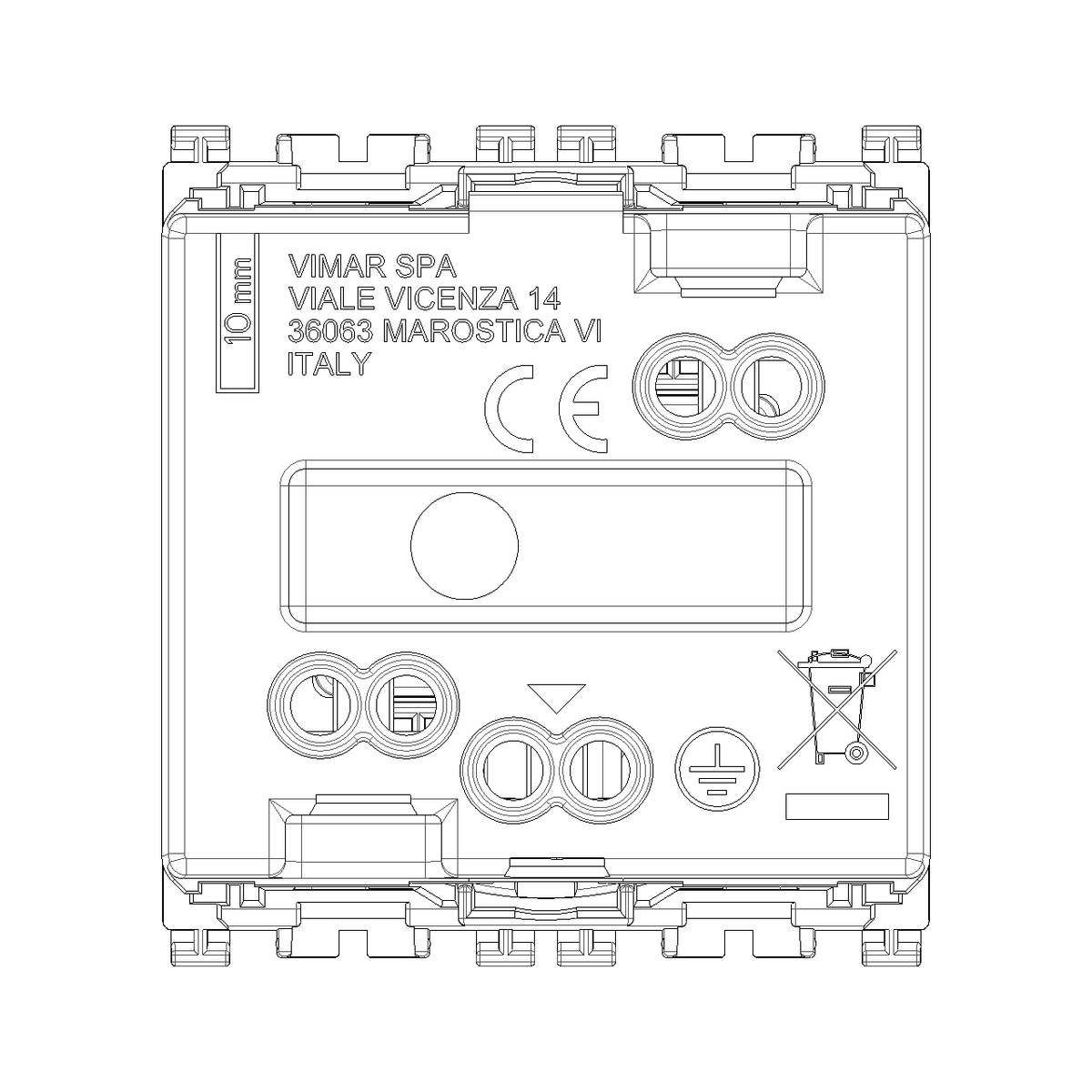 Vimar Arké 19208 SICURY SCHUKO Socket Outlet, 16A 250V, 2-Module, IP20
