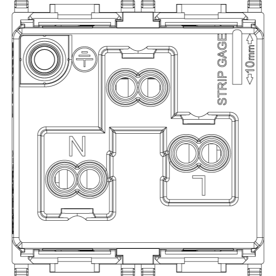 Vimar PLANA USA/EU SICURY Socket Outlet, 16A 250V, 2P+E, 2-Module