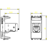 Vimar Netsafe RJ45 Socket Outlet, For Eikon, Cat5e, Panduit MINI-COM, T568A/B