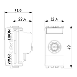 Vimar Eikon TV-RD-SAT Coaxial Socket Outlet, 5-2400 MHz, Male Connector