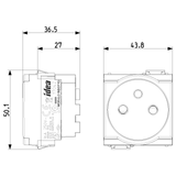 Vimar Idea SICURY French Standard Socket Outlet, 2P+E, 16A 250V, IP20, 2-Module, Flush Mount, Screw Terminal, Enhanced Contact Protection