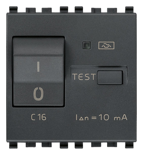 Vimar Eikon RCBO Circuit Breaker, 1P+N, 120-230V, 50/60 Hz, Type A RCD, IP40, 2 Modules