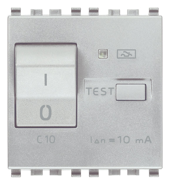 Vimar Eikon RCBO Circuit Breaker, 1P+N, 120-230V, 50/60 Hz, Type A RCD, IP40, 2 Modules