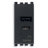 Vimar Arké USB Charging Outlet, 120-240V AC, 1 Module