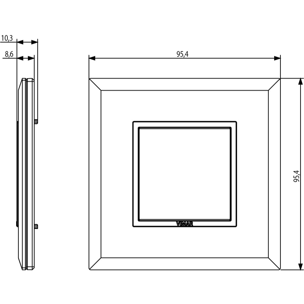 Vimar Eikon EVO 21642 2-Module Cover Plate, Square, Clamp Mount