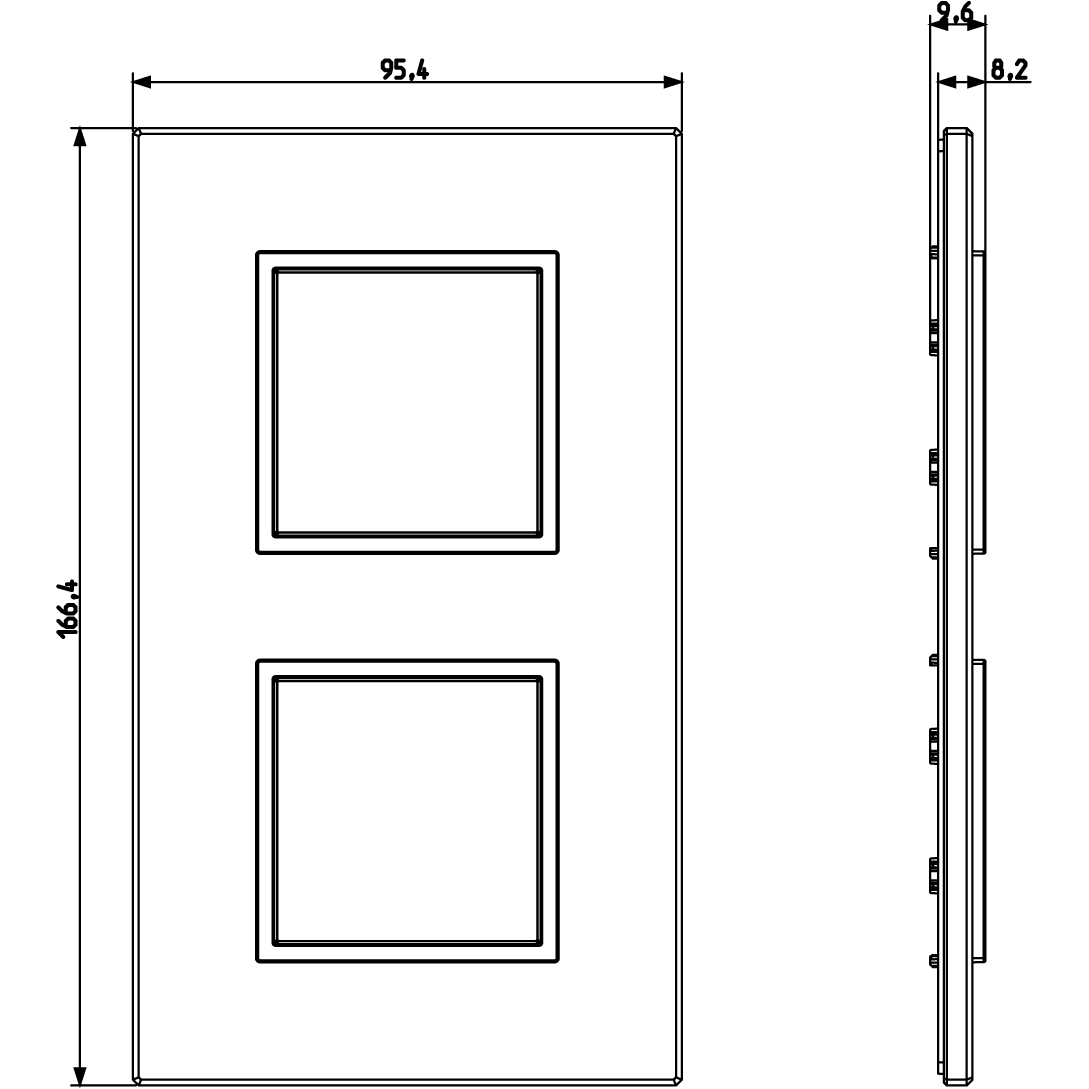 Vimar Eikon EVO 4-Module Cover Plate, 2+2 Layout, 71 mm Centers, Horizontal/Vertical Mount