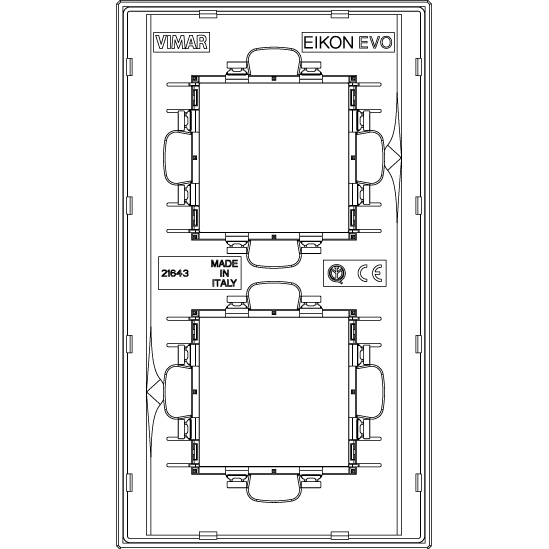 Vimar Eikon EVO 4-Module Cover Plate, 2+2 Layout, 71 mm Centers, Horizontal/Vertical Mount
