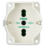 Vimar SICURY Universal Outlet Insert, 2P+T, 16A, 250V, IP20, Screw Terminal, Halogen-Free