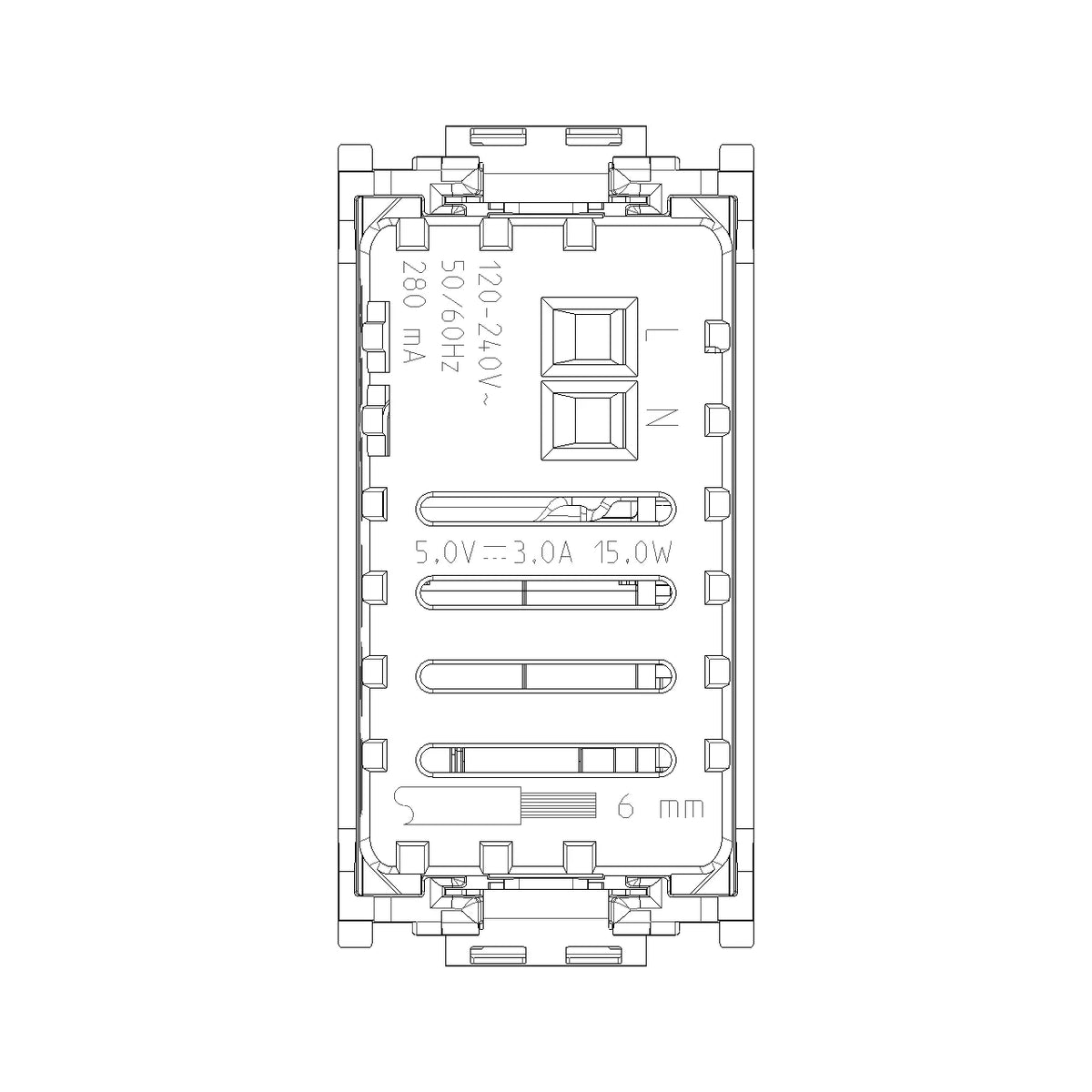 Vimar Idea Series USB Supply Unit, 5V, 120-240V, 1 Module