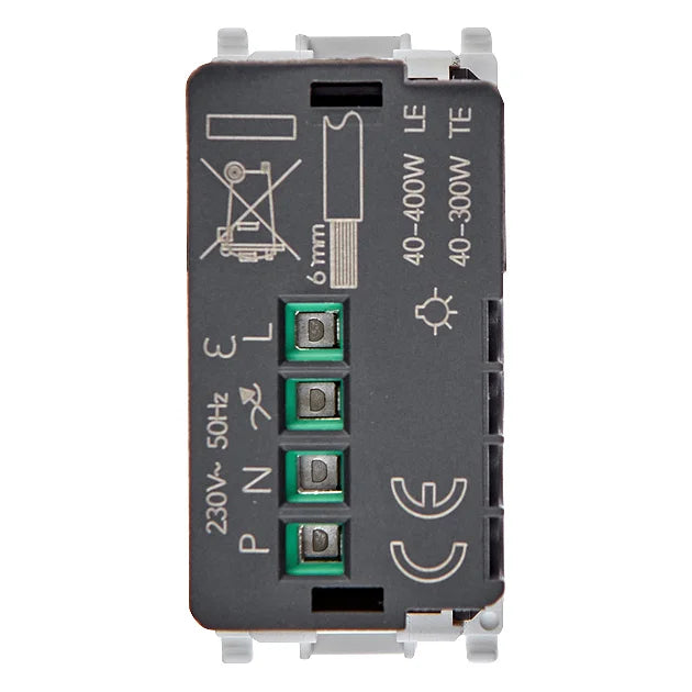 Vimar Plana Universal MASTER Rotary Dimmer, 230V, 50Hz, Phase-Cutting, Flush Mount, IP40