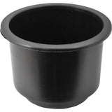 Attwood Marine Flush Mount Cup Holder, 3 3/4 in Cutout, 3 1/8 in Deep, Self-Draining, Black Polymer