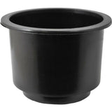 Attwood Marine Flush Mount Cup Holder, 3 3/4 in Cutout, 3 1/8 in Deep, Self-Draining, Black Polymer