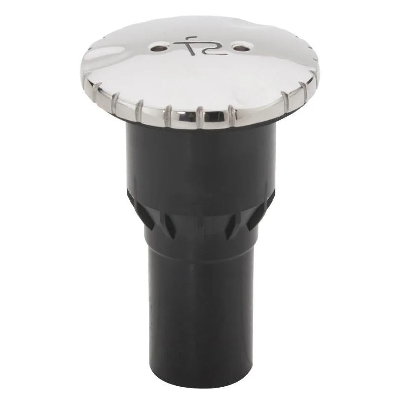 Attwood Marine Plastic Waste Deck Fill, For 38mm Hose, Scalloped Stainless Steel Cap