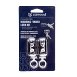 Attwood Marine Mooring Fender Lock Kit, Stainless Steel, Flush-Mount, For 1/2 in Fender Lines, 2pk