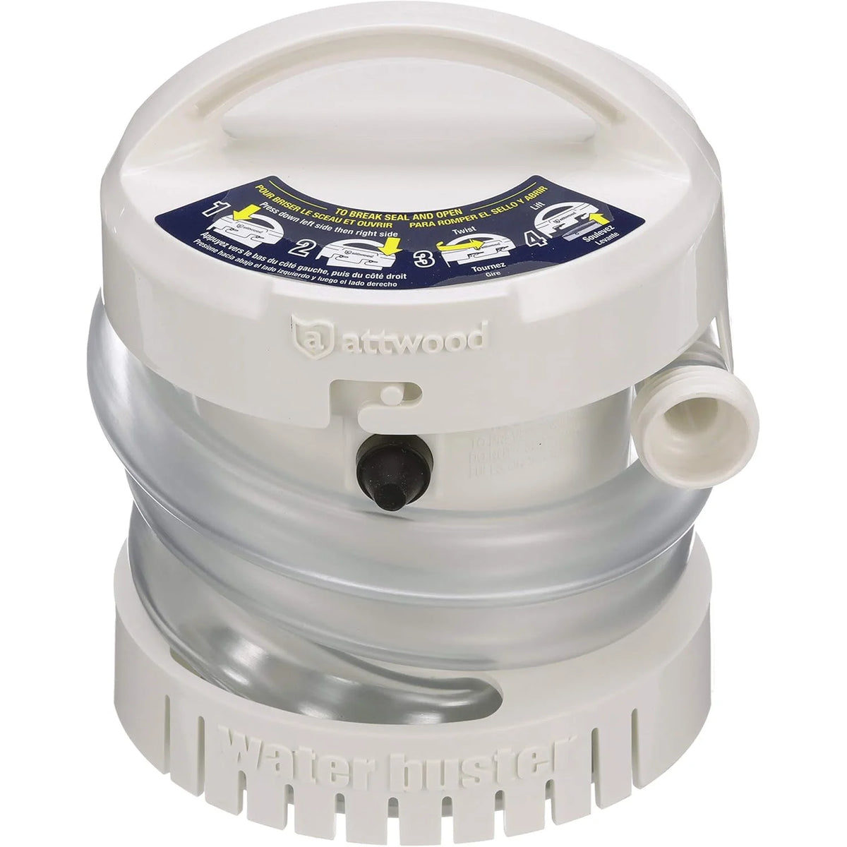Attwood Marine WaterBuster Portable Submersible Pump, 200 GPH, Battery Powered