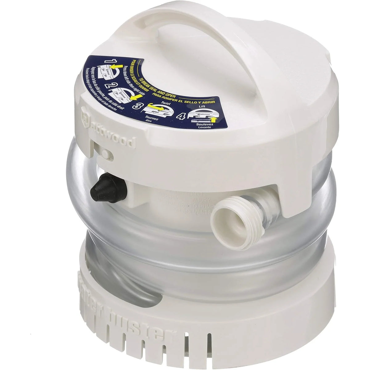 Attwood Marine WaterBuster Portable Submersible Pump, 200 GPH, Battery Powered