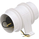 Attwood Marine Turbo 3000 Series Water-Resistant In-Line Bilge Blower, 3 in, 12V, 145 CFM, White Housing