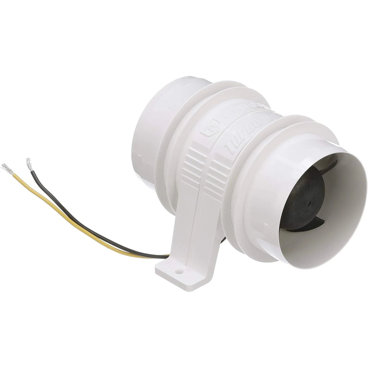 Attwood Marine Turbo 3000 Series Water-Resistant In-Line Bilge Blower, 3 in, 12V, 145 CFM, White Housing
