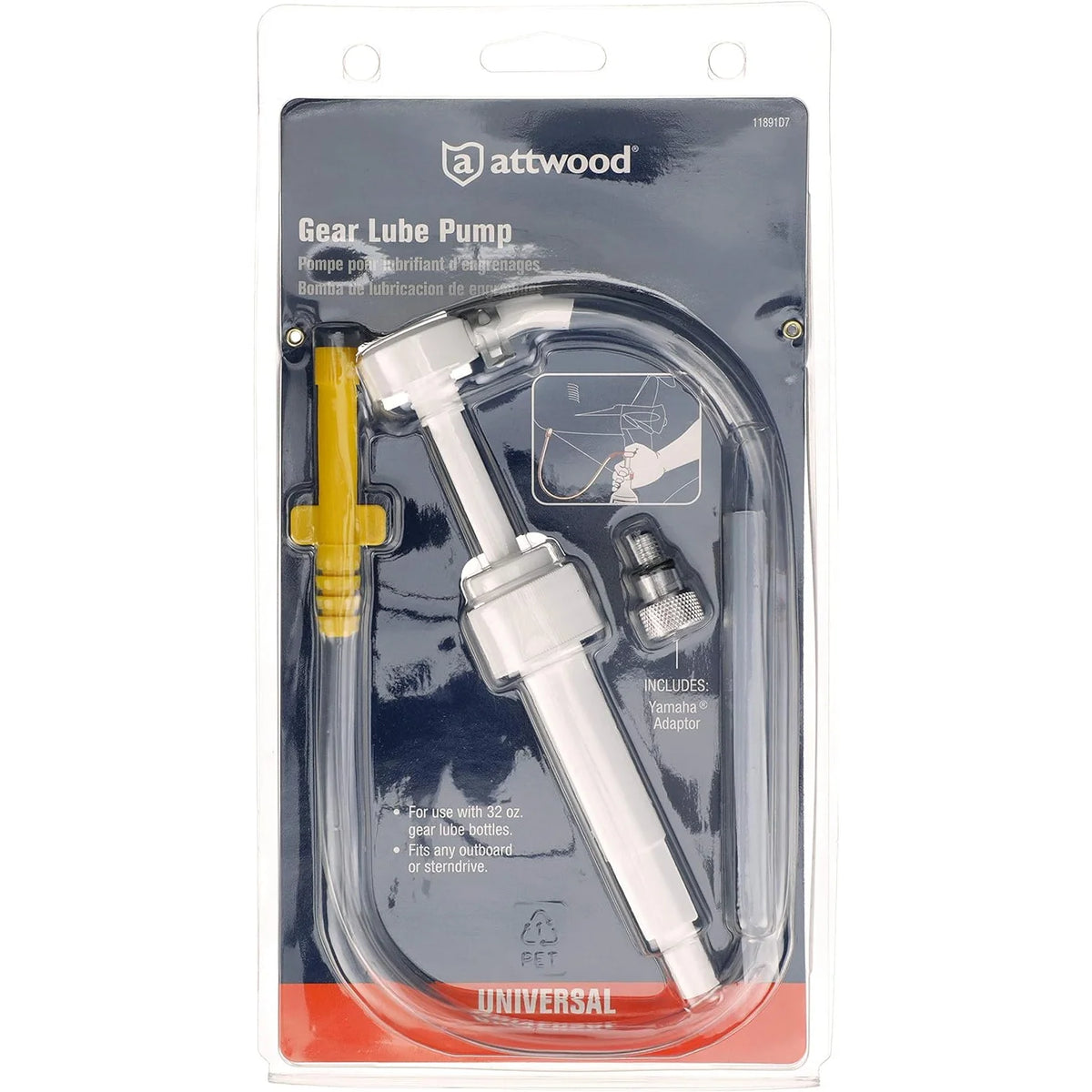 Attwood Marine Gear Lube Pump, For Outboard/Sterndrive, 32 oz Bottles, Yamaha Adapter