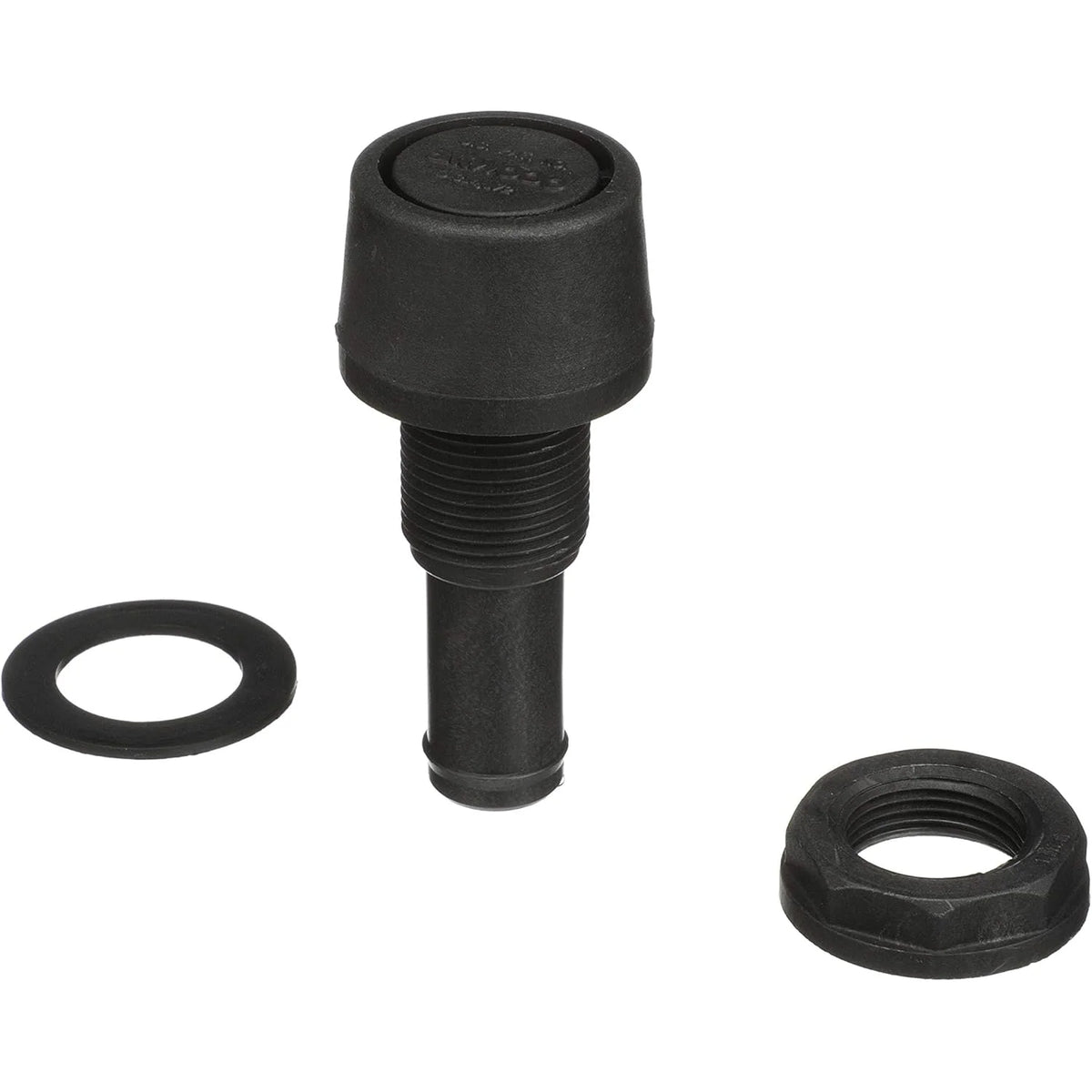 Attwood Marine Straight Fuel Vent, 5/8 in ID Hose, 3/4 in Hole, 7/8 in Max Hull Thickness, Black Polypropylene