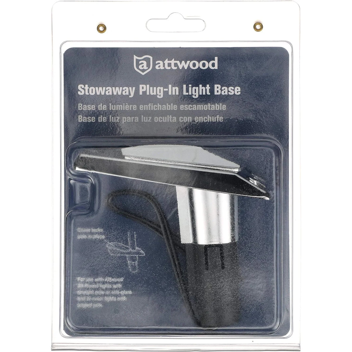 Attwood Marine Rectangle 2-Pin Pole Light Base, For 12 Degree Angled Poles, 12V, Zamak, 4 x 1-5/8 in
