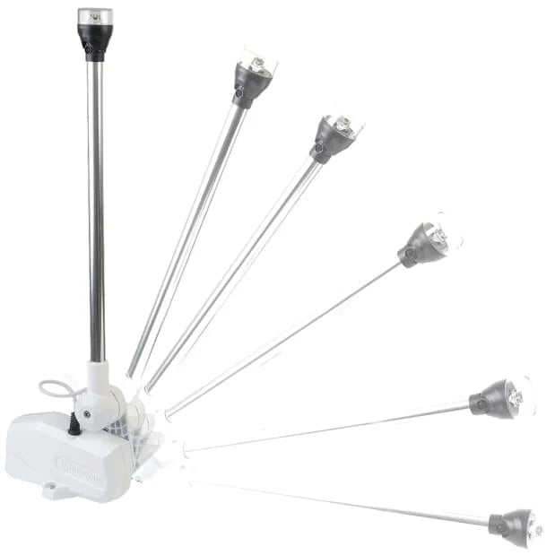 Attwood Marine PowerBase Powered Fold-Down Antenna Base, For 1 in-14 Threaded VHF Antennas, Up to 8 ft