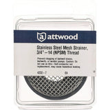Attwood Marine Mesh Strainer, For 3/4 in Aerator Inlet and 3886-1 Thru-Hull, Stainless Steel Mesh, Black PVC Base